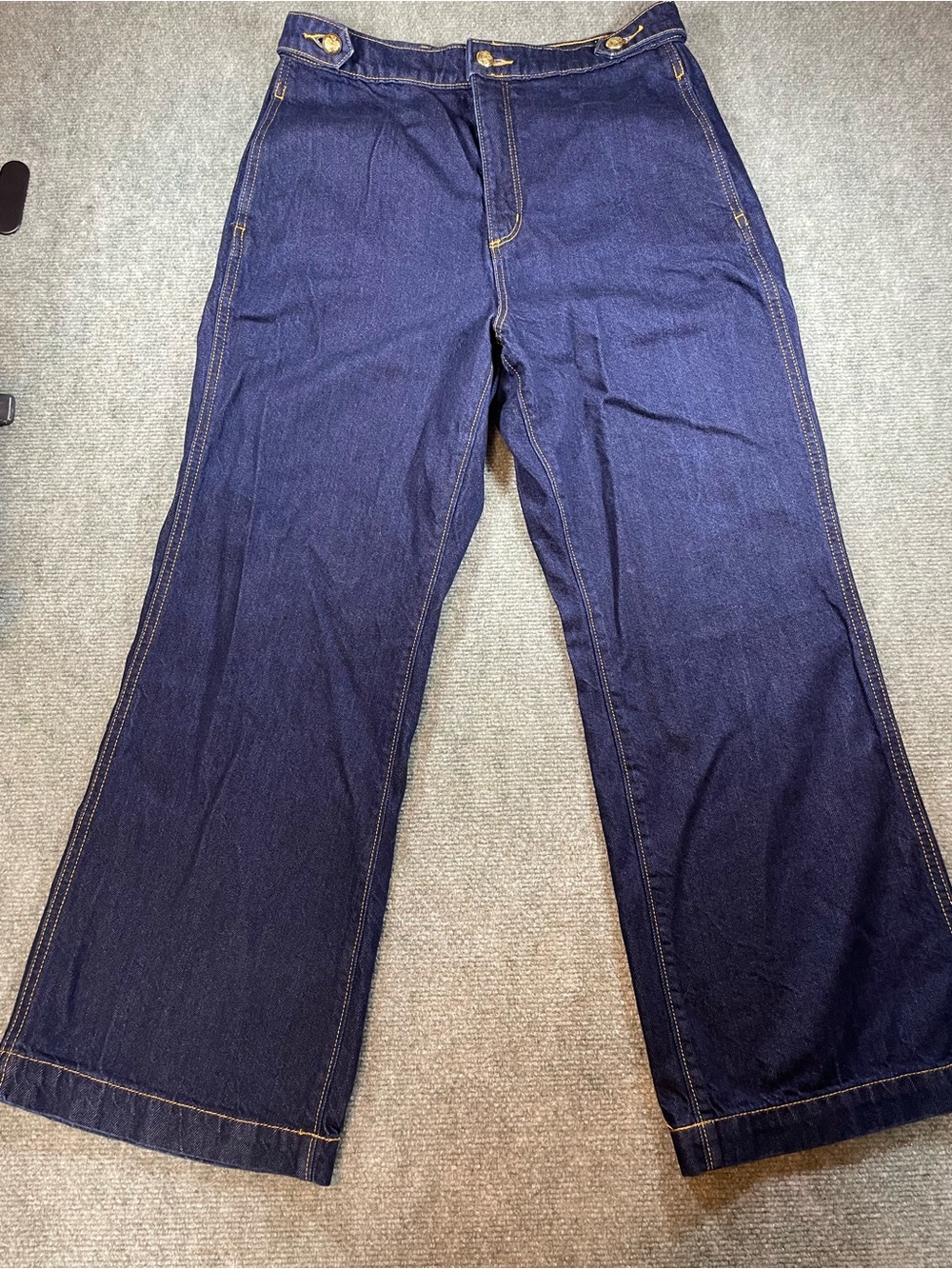 LOFT Indigo Denim Jeans with Gold Stitching